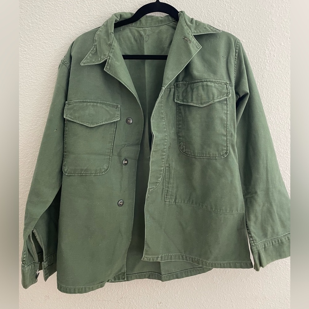 Vintage Army Green Heavy Weight Jacket - Large